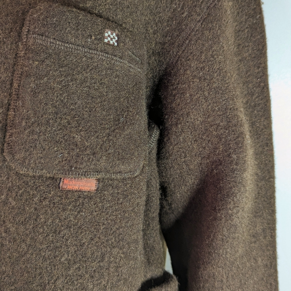 Mademoiselle Non Nin Wool Jacket Brown Japan Button Down Pockets Petite Small - Picture 6 of 12